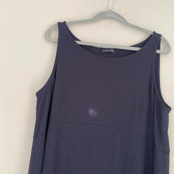 Eileen fisher navy blue sleeveless jersey shift dress - Picture 2 of 6